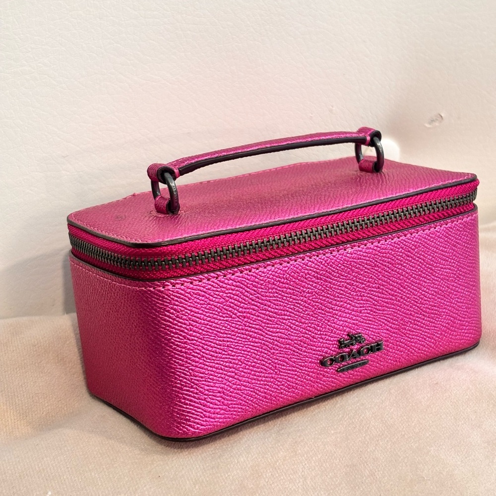 COACH Pink Metallic Leather Mini Vanity Case - Picture 2 of 14
